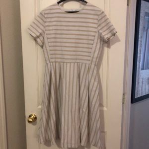 Khaki and white striped dress!
